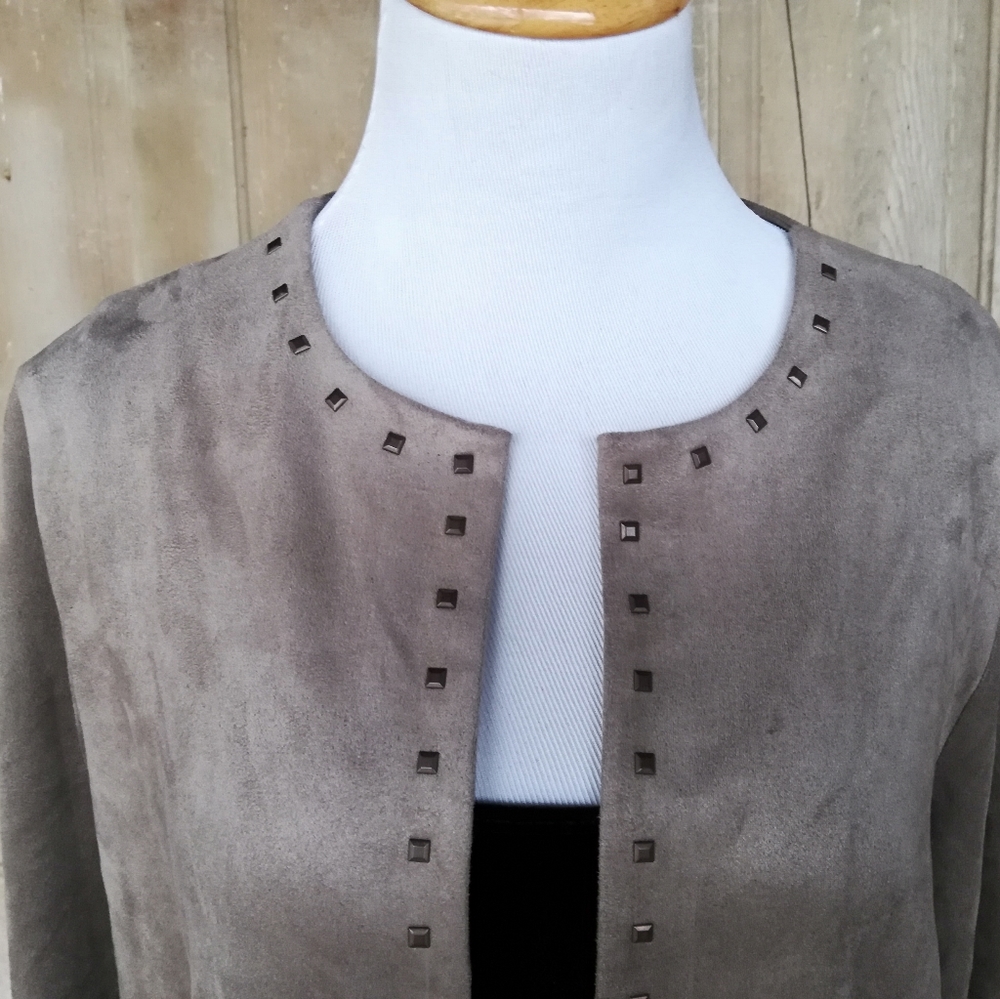 Ruby Rd. Taupe Fringe Jacket - Picture 2 of 8